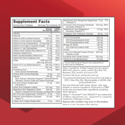 Protocol Pre-Natal DHA Multivitamin - 250 mg DHA - Halal & Dairy Free - 90 Softgels