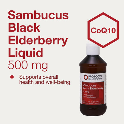 Protocol Sambucus Black Elderberry Liquid - 500 mg - Non-GMO, Kosher & Vegan | 8 fl oz