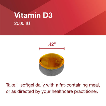 Protocol Vitamin D3 2,000 IU | Immune Support, Healthy Bones & Teeth | 120 Softgels (Pack of 2)