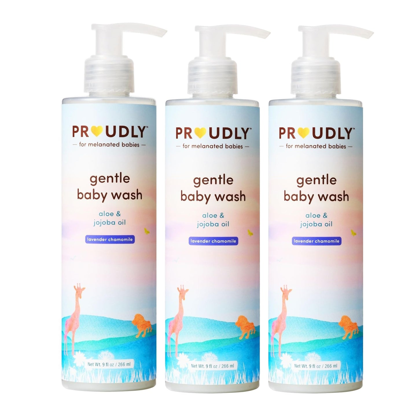 PROUDLY Gentle Baby Wash by Gabrielle Union & Dwyane Wade | Tear-Free, pH-Balanced, Lavender Chamomile, 3-Pack (9 oz each) - for Black & Brown Babies