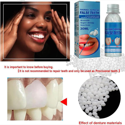 Provisional Tooth Repair Kit - Provisional Replacement Dentures DIY Heat Fit Beads (30ml, 2 Bottles) | Yuehao Beauty Supplies