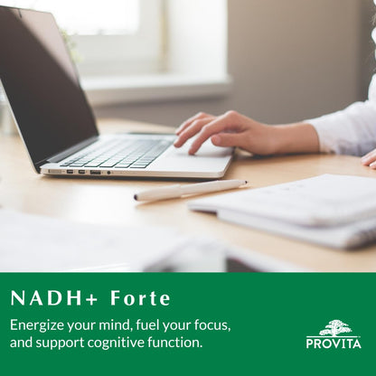 PROVITA NADH+ Forte – NADH, CoQ10 & Chlorophyll for Energy, Focus & Brain Health | Vegan Capsules