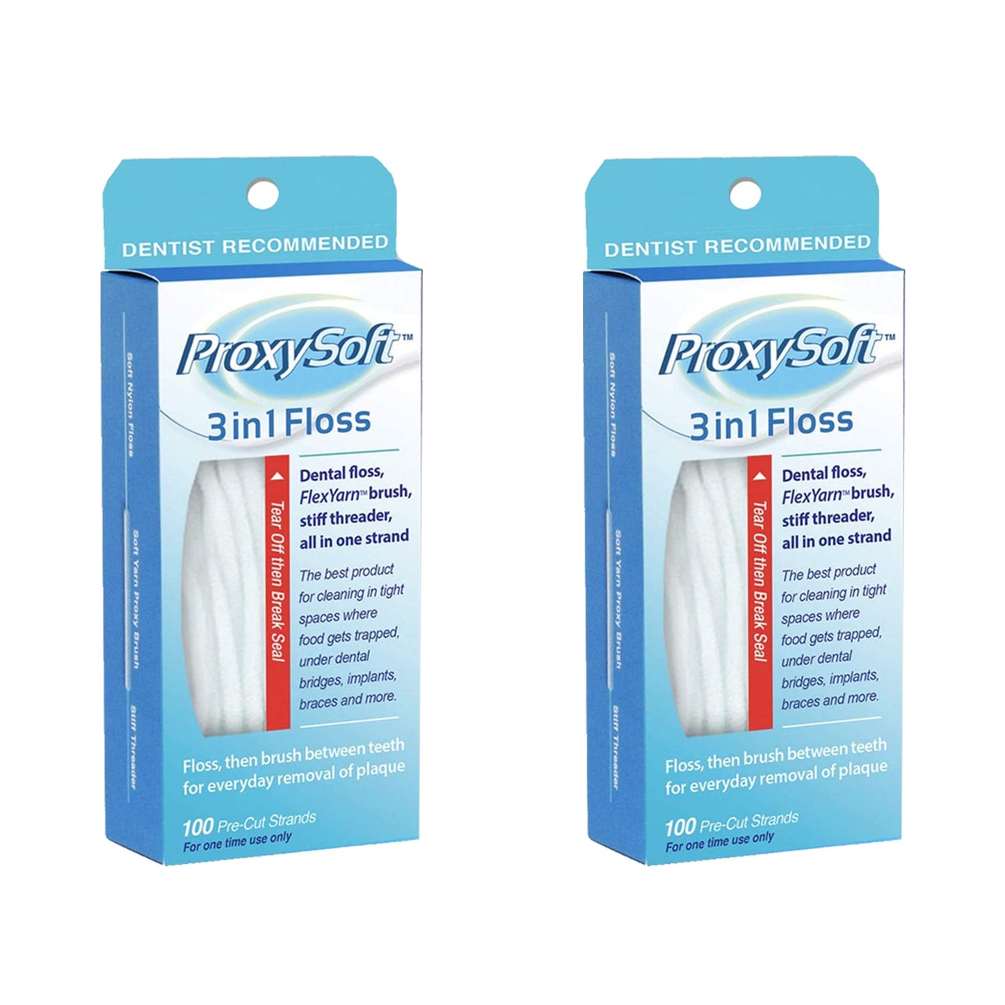 ProxySoft 3-in-1 Floss - 2pk (200 Strands) | Orthodontic Dental Floss for Braces