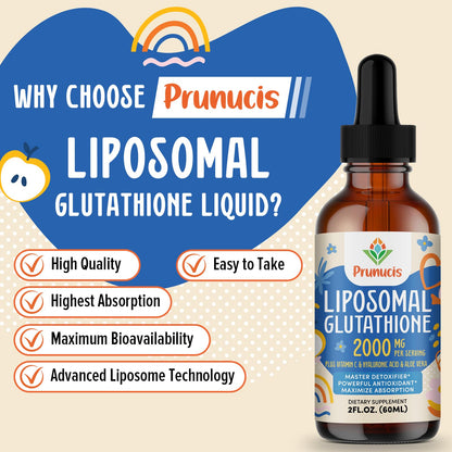 Prunucis 2000MG Liposomal Glutathione Liquid – 98% Absorption, Vegan, 4 oz