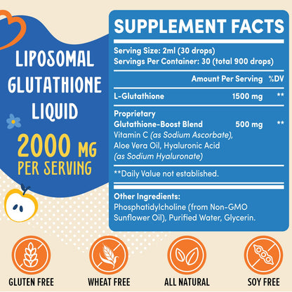 Prunucis 2000MG Liposomal Glutathione Liquid – 98% Absorption, Vegan, 4 oz