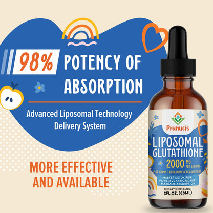 Prunucis 2000MG Liposomal Glutathione Liquid – 98% Absorption, Vegan, 4 oz