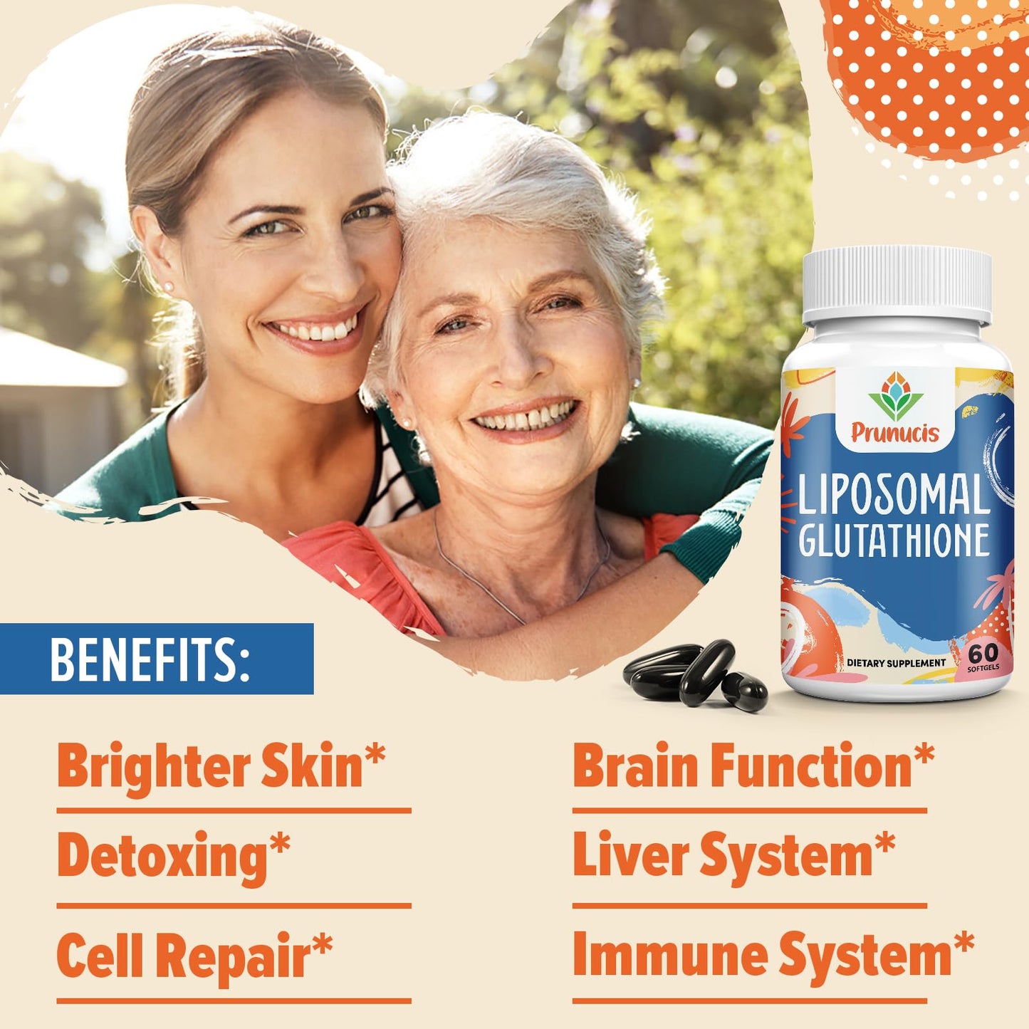 Prunucis 2400MG Liposomal Glutathione — Vitamin C, Milk Thistle, Alpha-Lipoic Acid, 480 Softgels