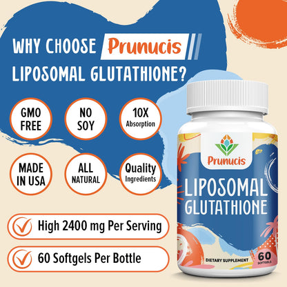 Prunucis 2400MG Liposomal Glutathione with Vitamin C, Milk Thistle & Alpha-Lipoic Acid — 180 Softgels