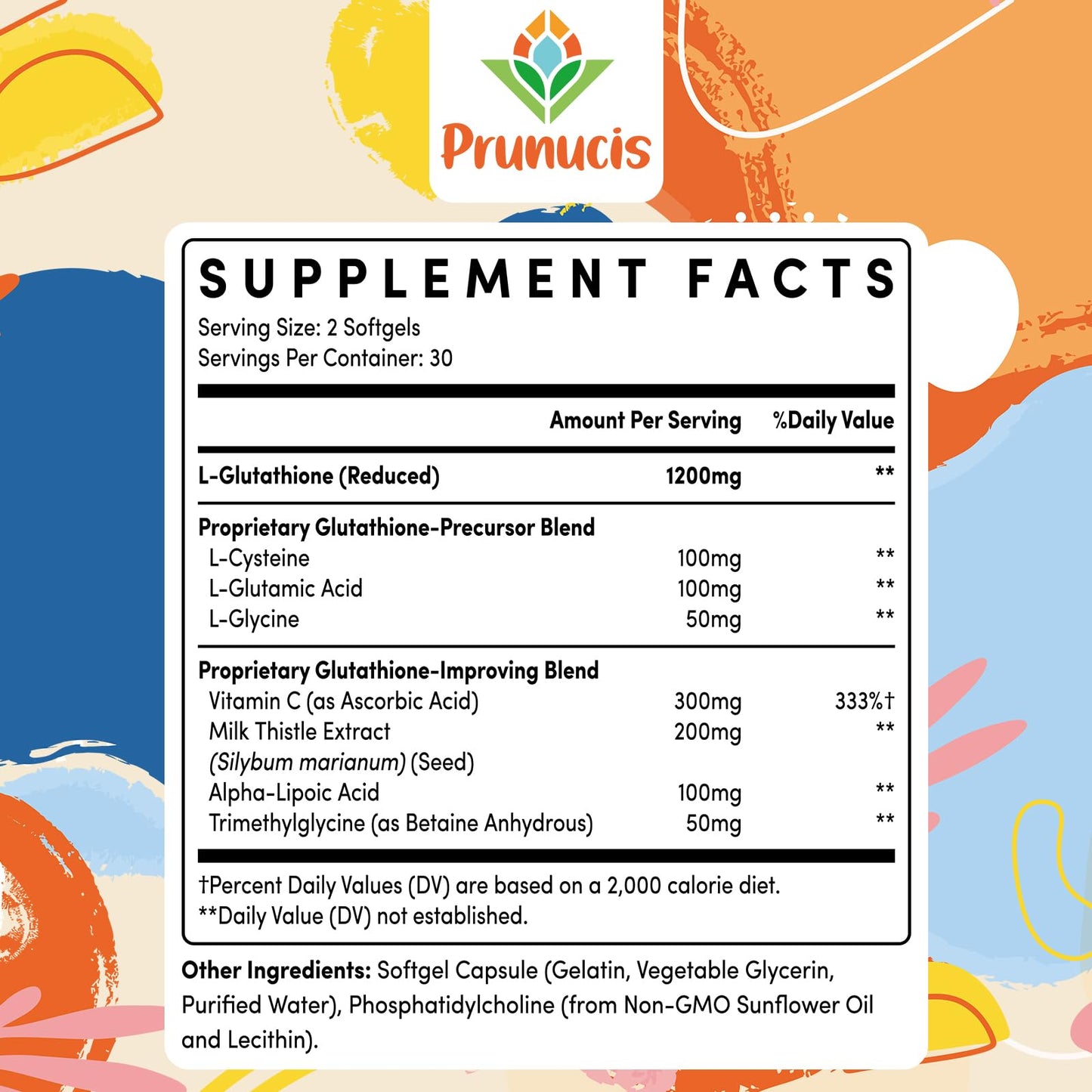 Prunucis 2400mg Liposomal Glutathione with Vitamin C, Milk Thistle & Alpha-Lipoic Acid – 240 Softgels