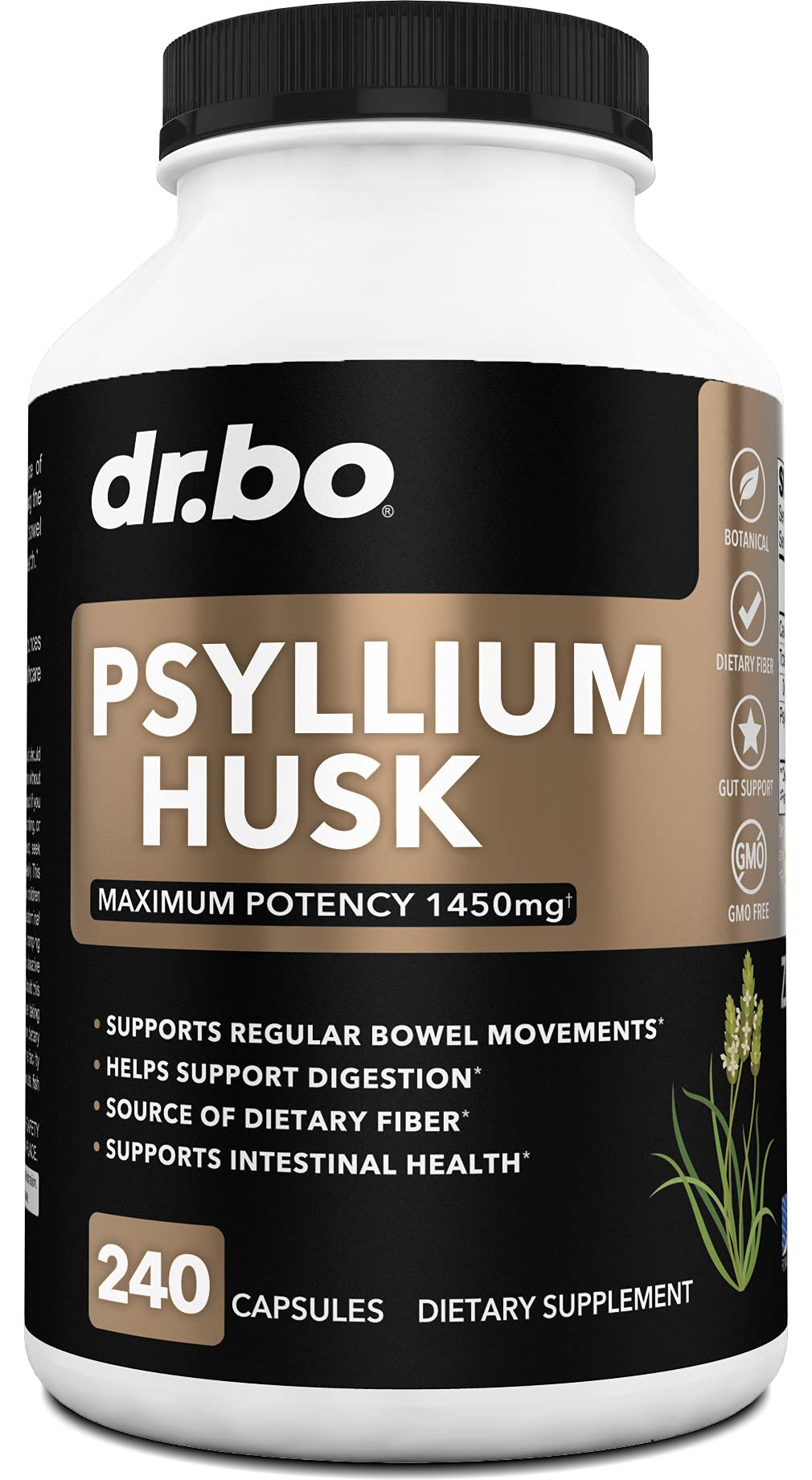 Psyllium Husk Capsule Fiber Supplement for Adults | Constipation Relief