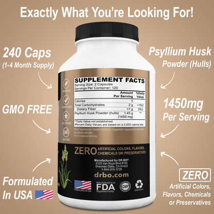 Psyllium Husk Capsule Fiber Supplement for Adults | Constipation Relief