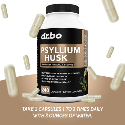 Psyllium Husk Capsule Fiber Supplement for Adults | Constipation Relief