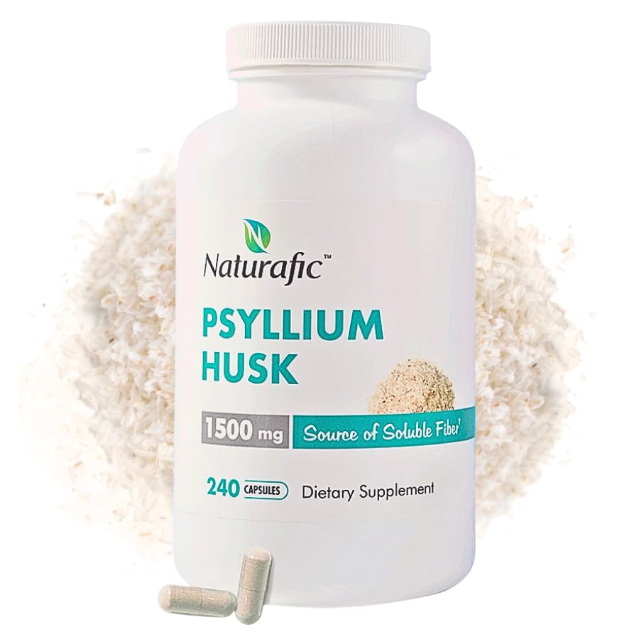 Psyllium Husk Capsules 1500mg – Digestive Health, Regularity & Weight Management | Non-GMO, 240 Capsules