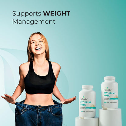 Psyllium Husk Capsules 1500mg – Digestive Health, Regularity & Weight Management | Non-GMO, 240 Capsules
