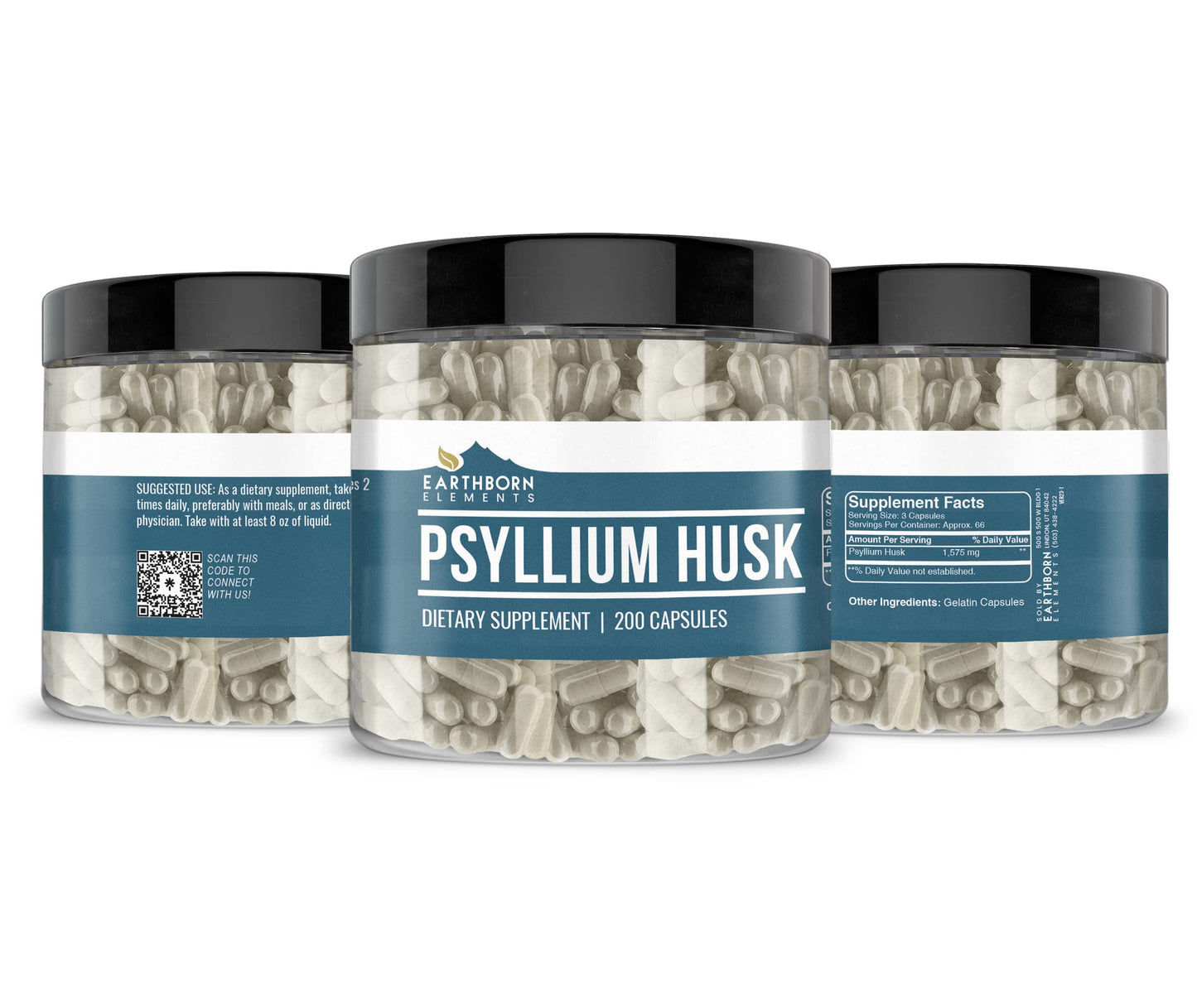 Earthborn Elements Psyllium Husk 200 Capsules – Pure & Undiluted