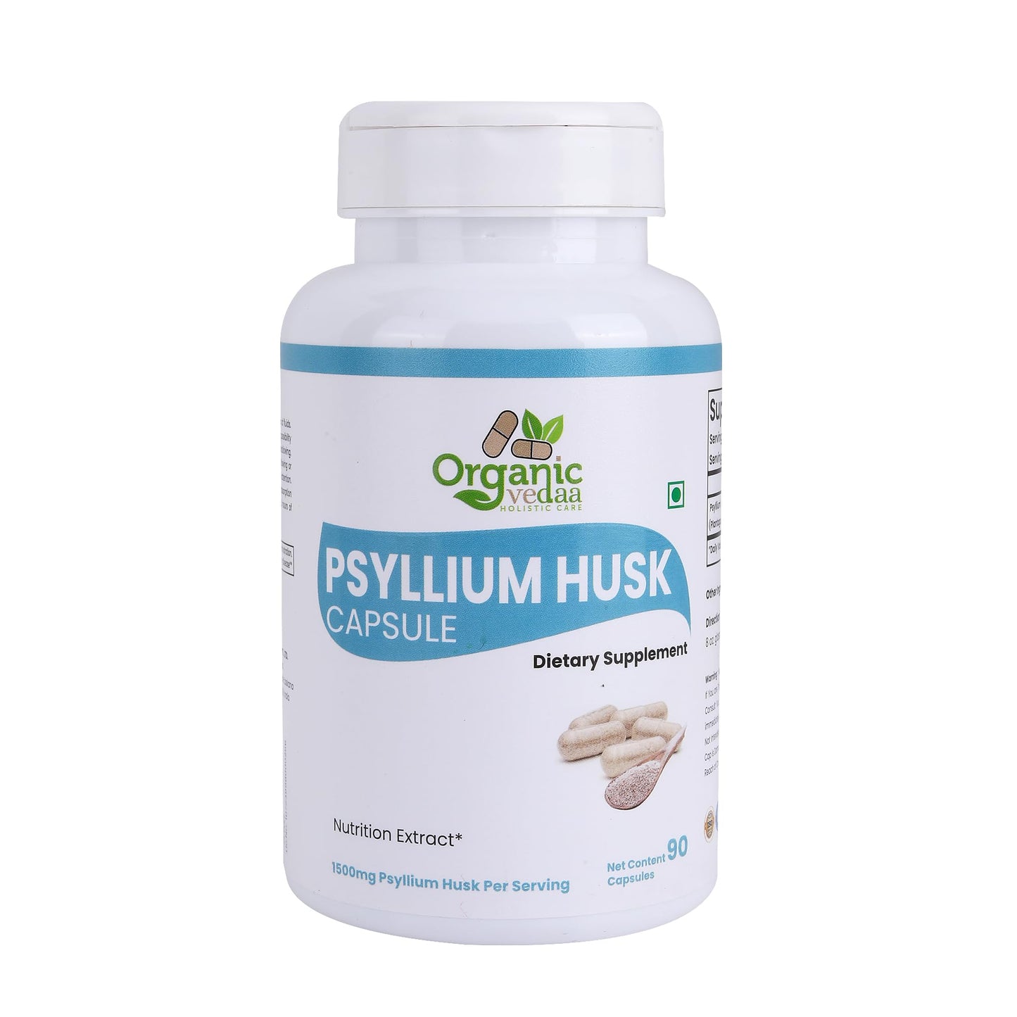 Psyllium Husk Capsules 1500mg | 90 Capsules - Digestive Health & Regularity
