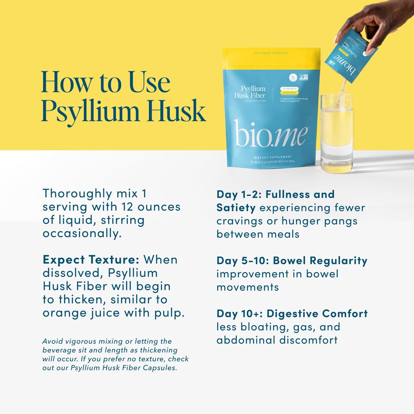 Psyllium Husk Fiber Lemonade – 6g Per Packet, 20-Count Travel Packs