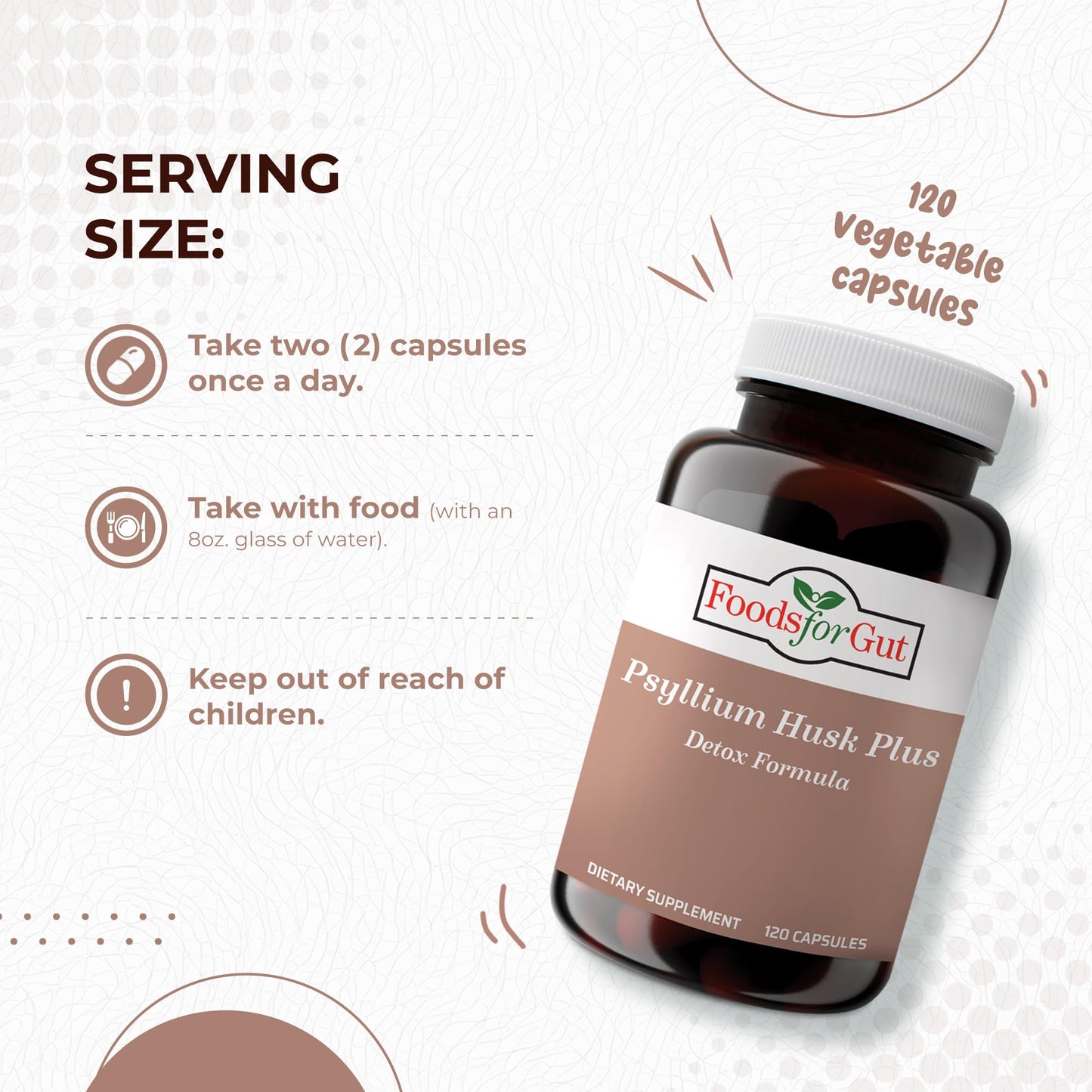 Psyllium Husk Plus Detox Formula – 1080mg, 120 Vegetarian Capsules
