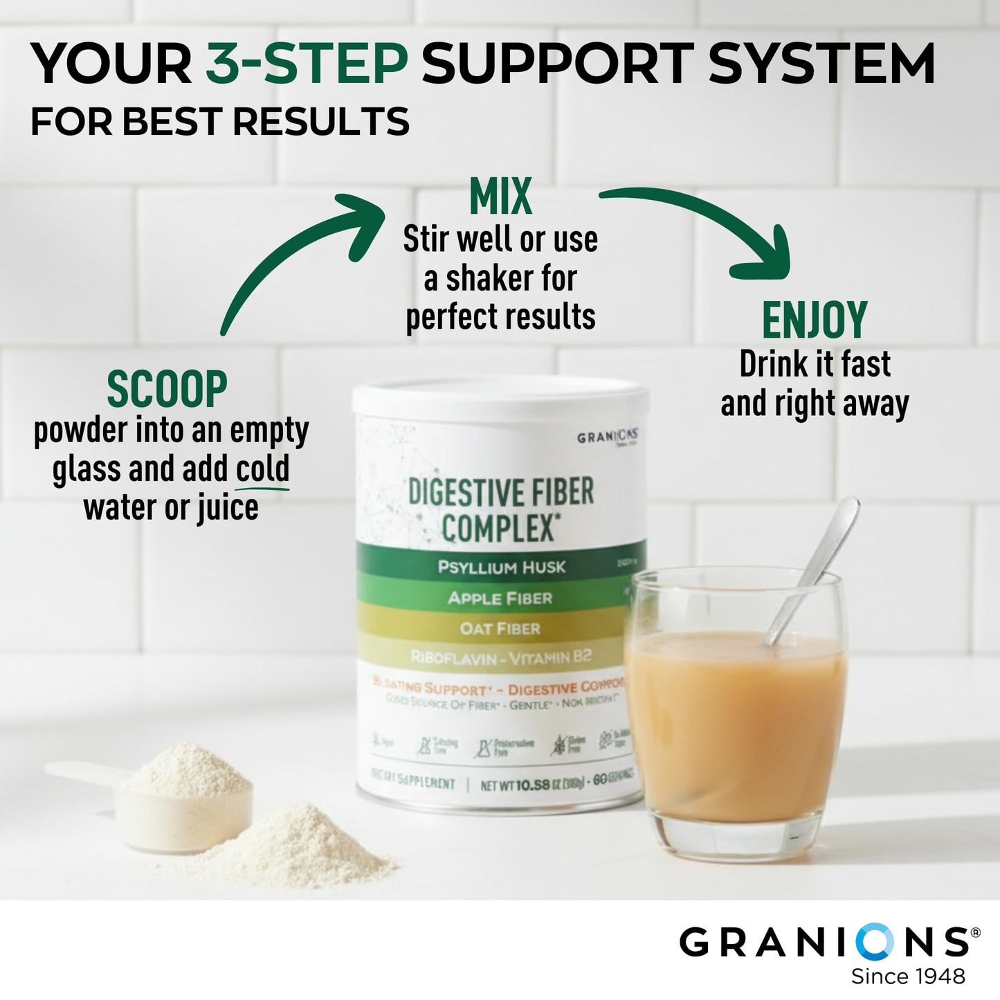 Psyllium Husk Powder – Digestive Fiber Supplement for Gut Health | Vegan, Sugar-Free, Unflavored | 60 Serves