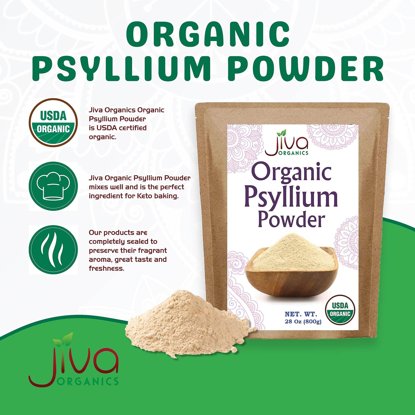 Jiva Organics Psyllium Husk Powder – 1.75 lb, Gluten Free, Fine Ground