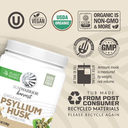 Organic Psyllium Husk Powder – Plant-Based Fiber for Digestion & Satiety | 11.6 oz