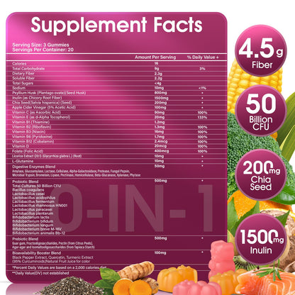Fiber Gummies for Women – Prebiotic Probiotics & Hormone Balance (Sugar-Free, Keto Friendly)
