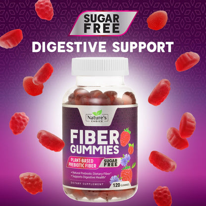 Fiber Gummies 4g - Sugar Free Plant-Based Prebiotic Gummies for Digestive Health | 120 Gummies