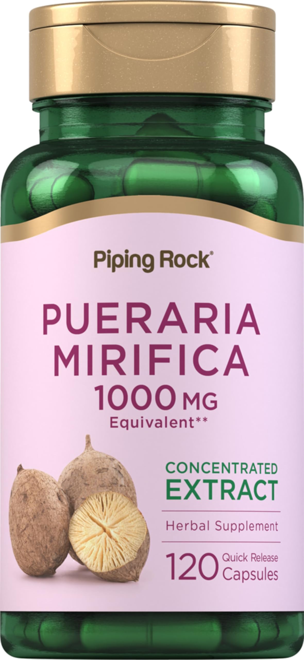 Piping Rock Pueraria Mirifica Capsules 1000mg - 120 Pills - Gluten Free, Non-GMO