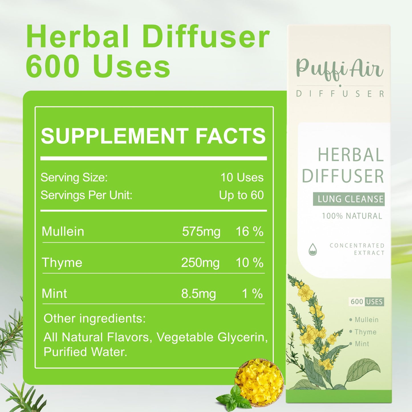 Herbal Diffuser Bundles (2 Sticks Orange & Green) | PUFFIAIR 4-in-1 Wellness