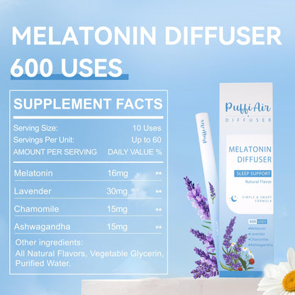 PUFFIAIR Herbal Diffuser Duo – Mullein & Melatonin | Night & Day Relax Duo, 600 Uses per Stick