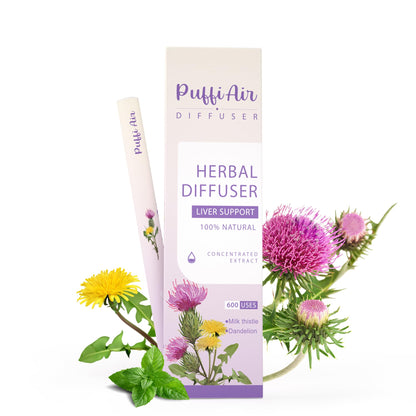 PUFFIAIR Herbal Liver Detox Diffuser Pen – 600 Puffs, Milk Thistle & Mint