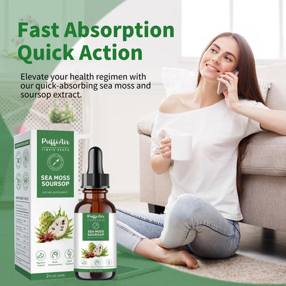 PUFFIAIR Soursop & Sea Moss Liquid Drop – Immune Support & Sleep, 2oz