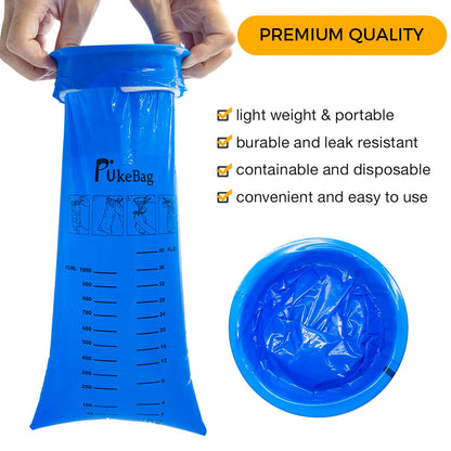 PukeBag Vomit Bags – 40 Pack Disposable Barf Bags for Travel, Car Sickness & Nausea