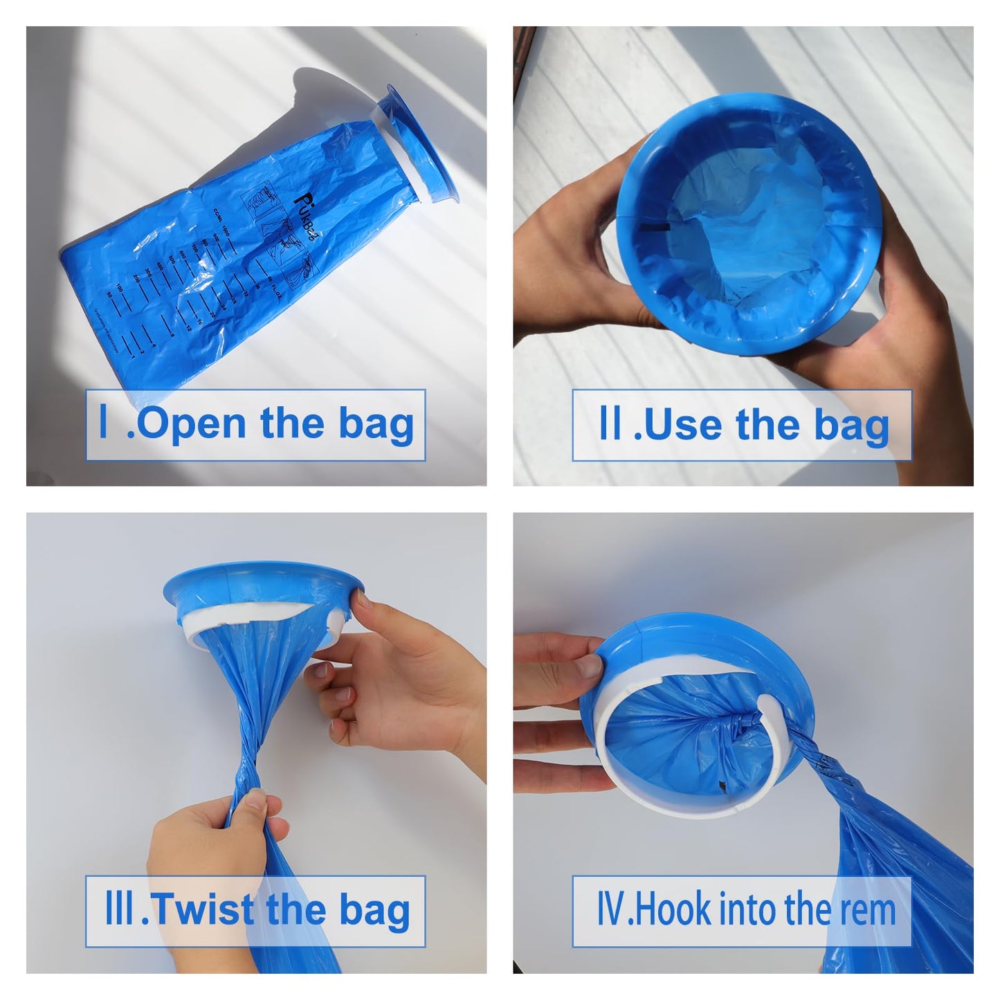 PukeBag Vomit Bags – 40 Pack Disposable Barf Bags for Travel, Car Sickness & Nausea