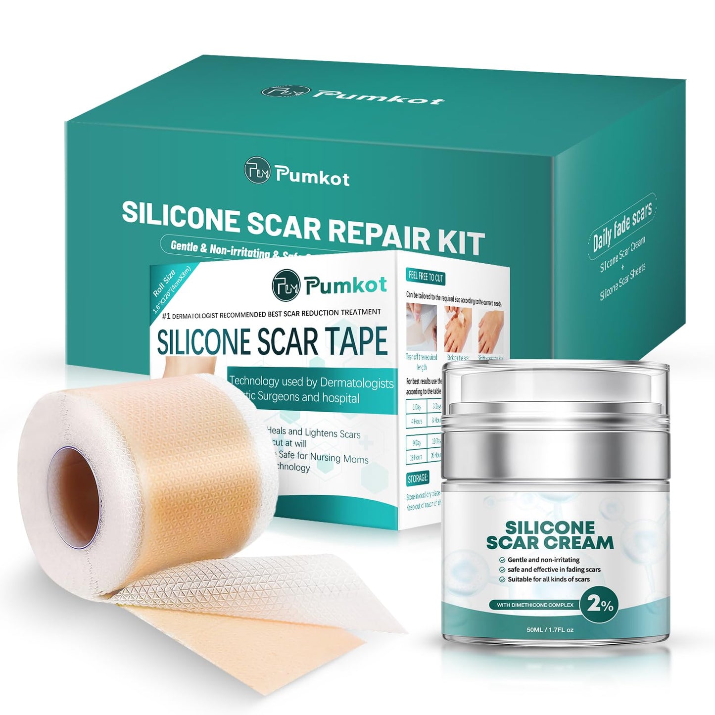 Pumkot Advanced Silicone Scar Cream & Scar Sheets – Dual-Action Scar Repair Kit