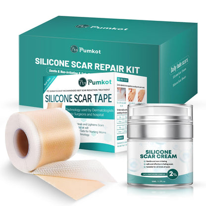 Pumkot Advanced Silicone Scar Cream & Scar Sheets – Dual-Action Scar Repair Kit