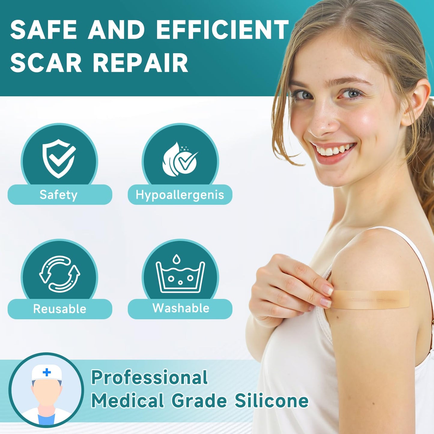 Pumkot Silicone Scar Sheets & Tape – 1.6”x60” Roll for Surgical Scars, C-Section & Burns