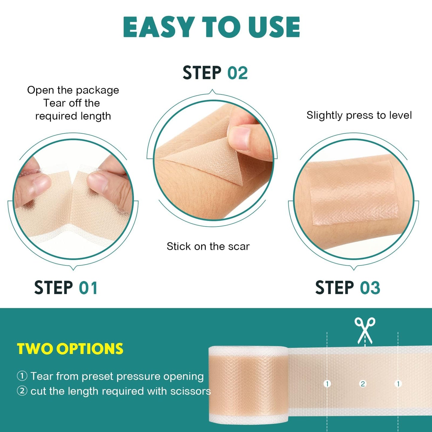Pumkot Silicone Scar Sheets & Tape – 1.6”x60” Roll for Surgical Scars, C-Section & Burns