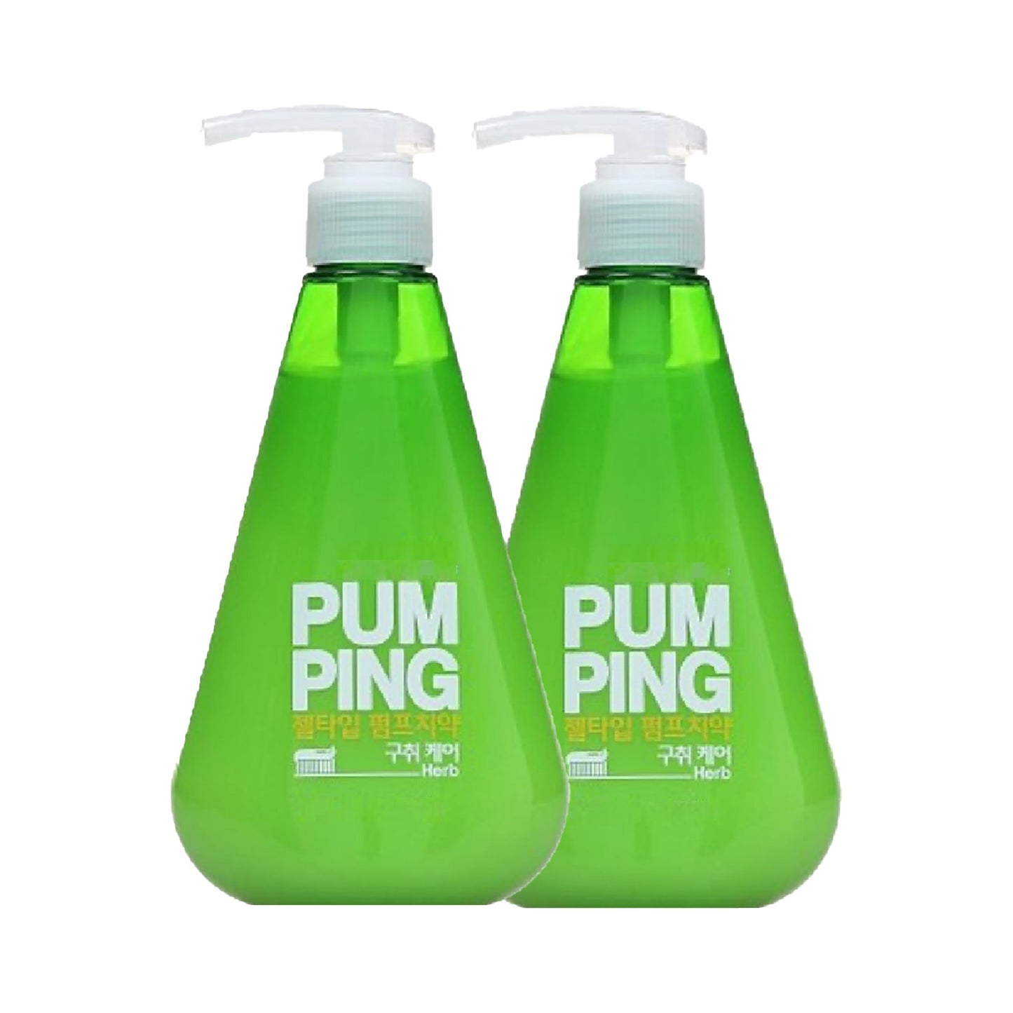 Pumping Toothpaste Herb 10.05oz (285g) x 2 – No-Squeeze Gel, Fresh Breath