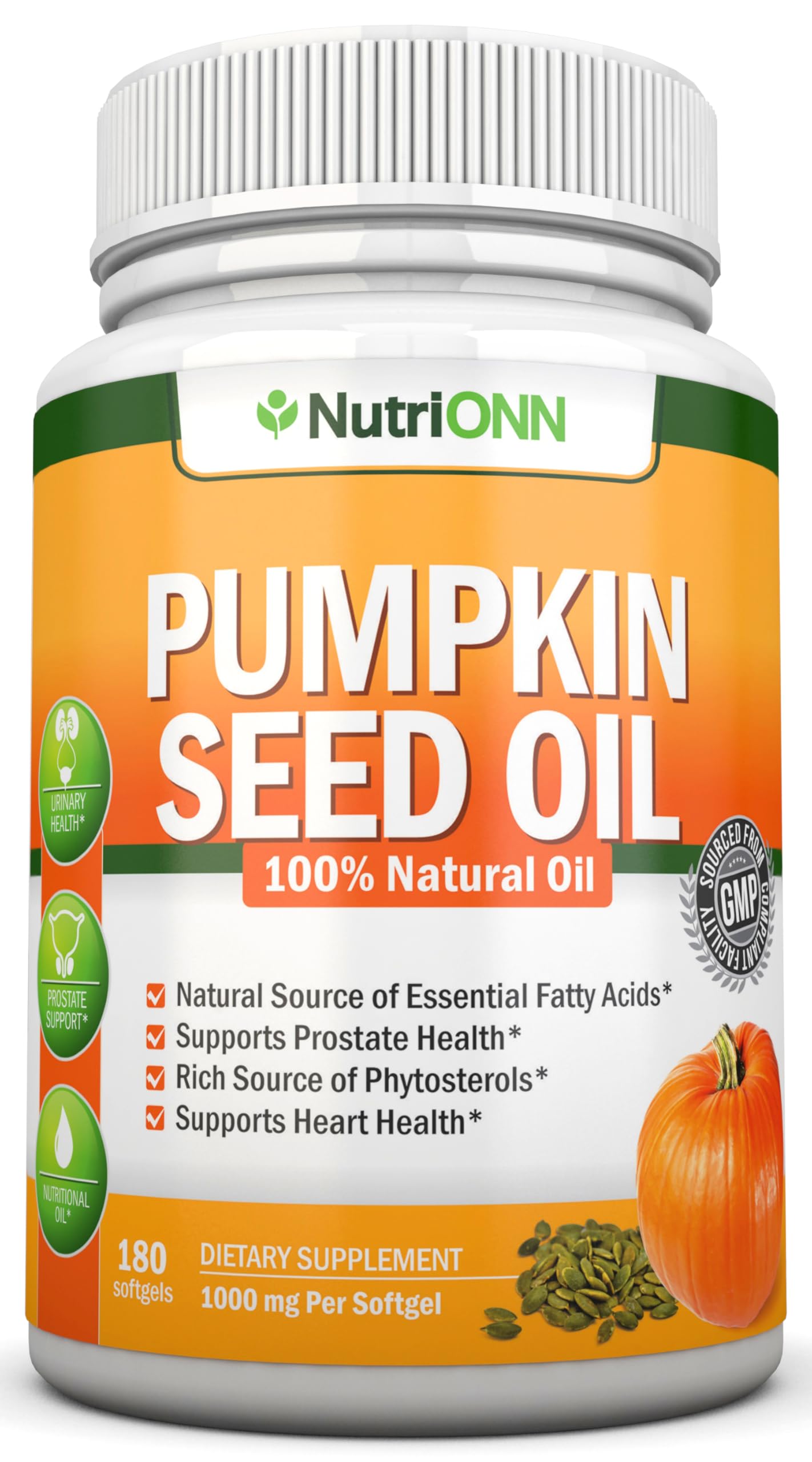 Pumpkin Seed Oil 1000MG - 180 Softgels | Cold-Pressed Natural
