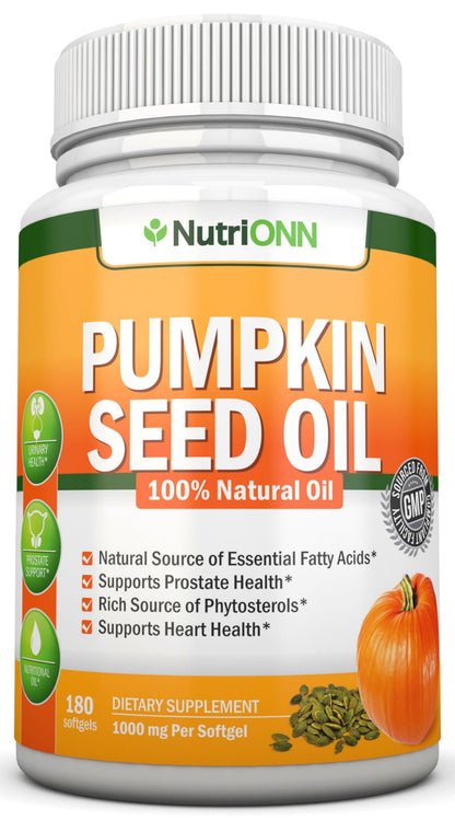 Pumpkin Seed Oil 1000MG - 180 Softgels | Cold-Pressed Natural
