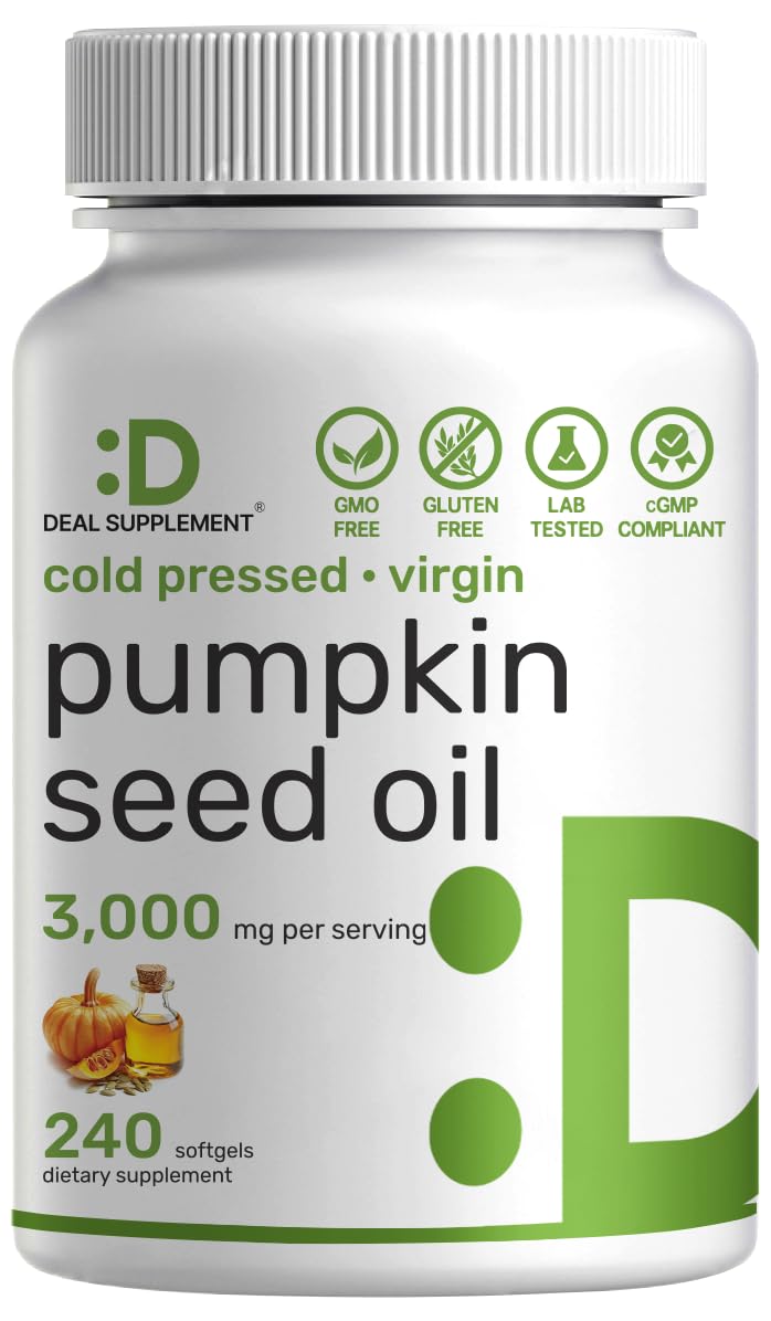 Pumpkin Seed Oil 3,000mg w Saw Palmetto – 240 Softgels | Prostate & Hair Support