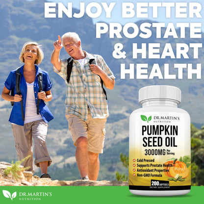 3000mg Cold-Pressed Pumpkin Seed Oil – DHT Blocker for Hair Growth | 200 Softgels