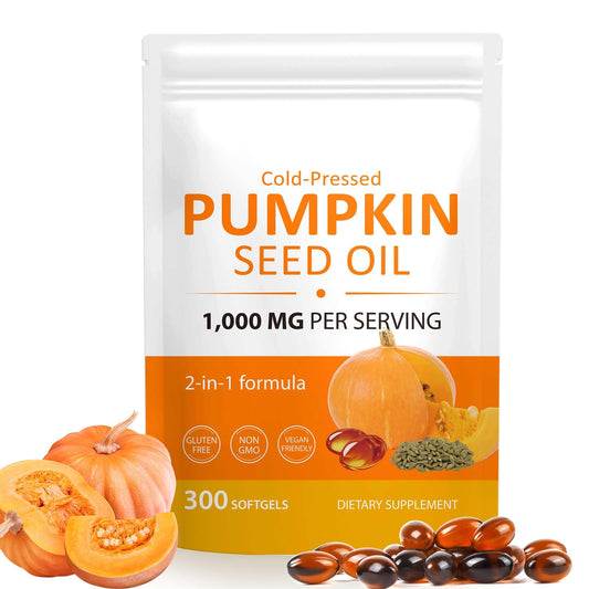 Pumpkin Seed Oil Capsules 1000mg – Cold-Pressed, Hair Growth | 300 Softgels BritishVita | Premium UK Vitamins & Wellness Supplements