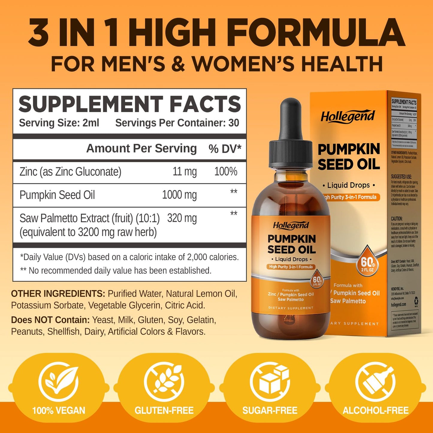 Pumpkin Seed Oil DHT Blocker for Hair Growth — Organic, 2 fl oz