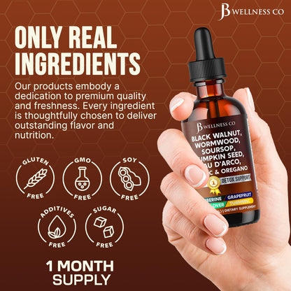 Wormwood Black Walnut Cleanse Drops – 4 oz with Soursop, Garlic, Pau D'Arco