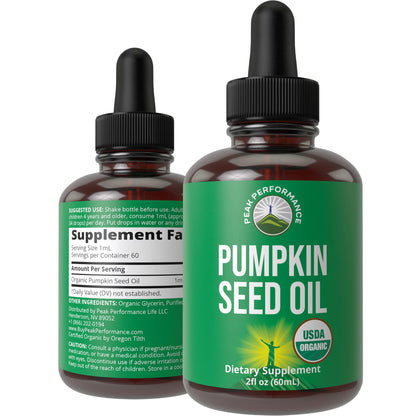 Pumpkin Seed Oil Drops – USDA Organic, Vegan, Gluten Free | Hair & Skin Health, Prostate Support