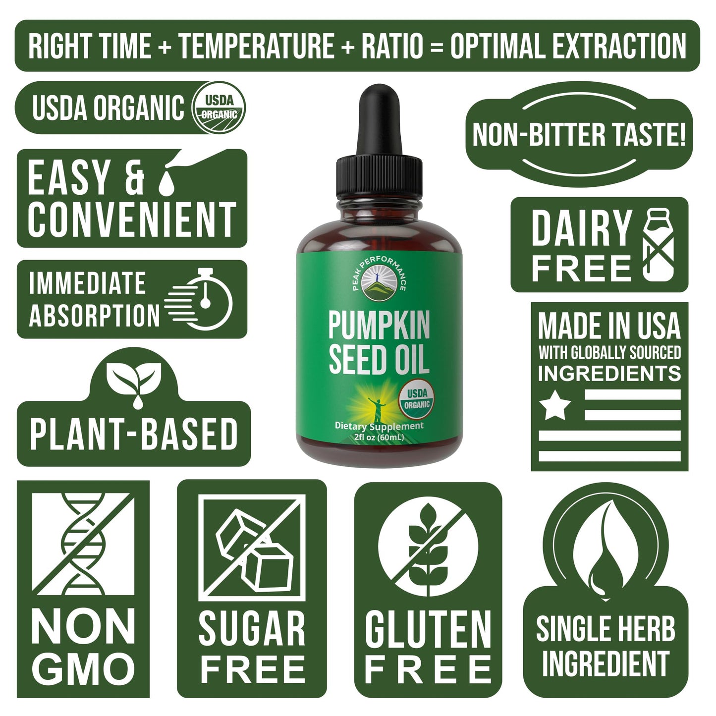 Pumpkin Seed Oil Drops – USDA Organic, Vegan, Gluten Free | Hair & Skin Health, Prostate Support