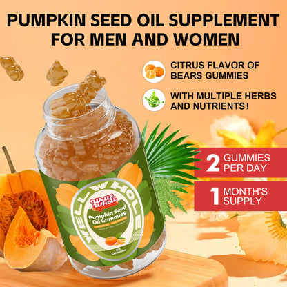 Well&Whole Pumpkin Seed Oil Gummies – Hair Growth, Prostate & Urinary Support | Vegan, Sugar-Free