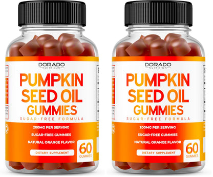 Pumpkin Seed Oil Gummies 4000mg Sugar Free Gummy Supplement with Pumpkin Seed Extract for Adults - Delicious Orange Flavor, Non GMO - Gluten Free, Vegan Supplement & USA Made (60 Capsules) (Pack of 2)